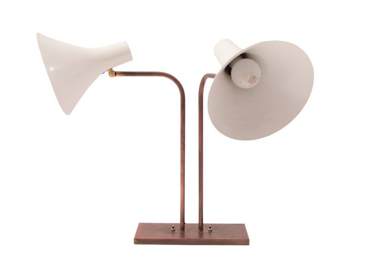 Bronze Rare Greta Von Nessen Double Cone Table Lamp