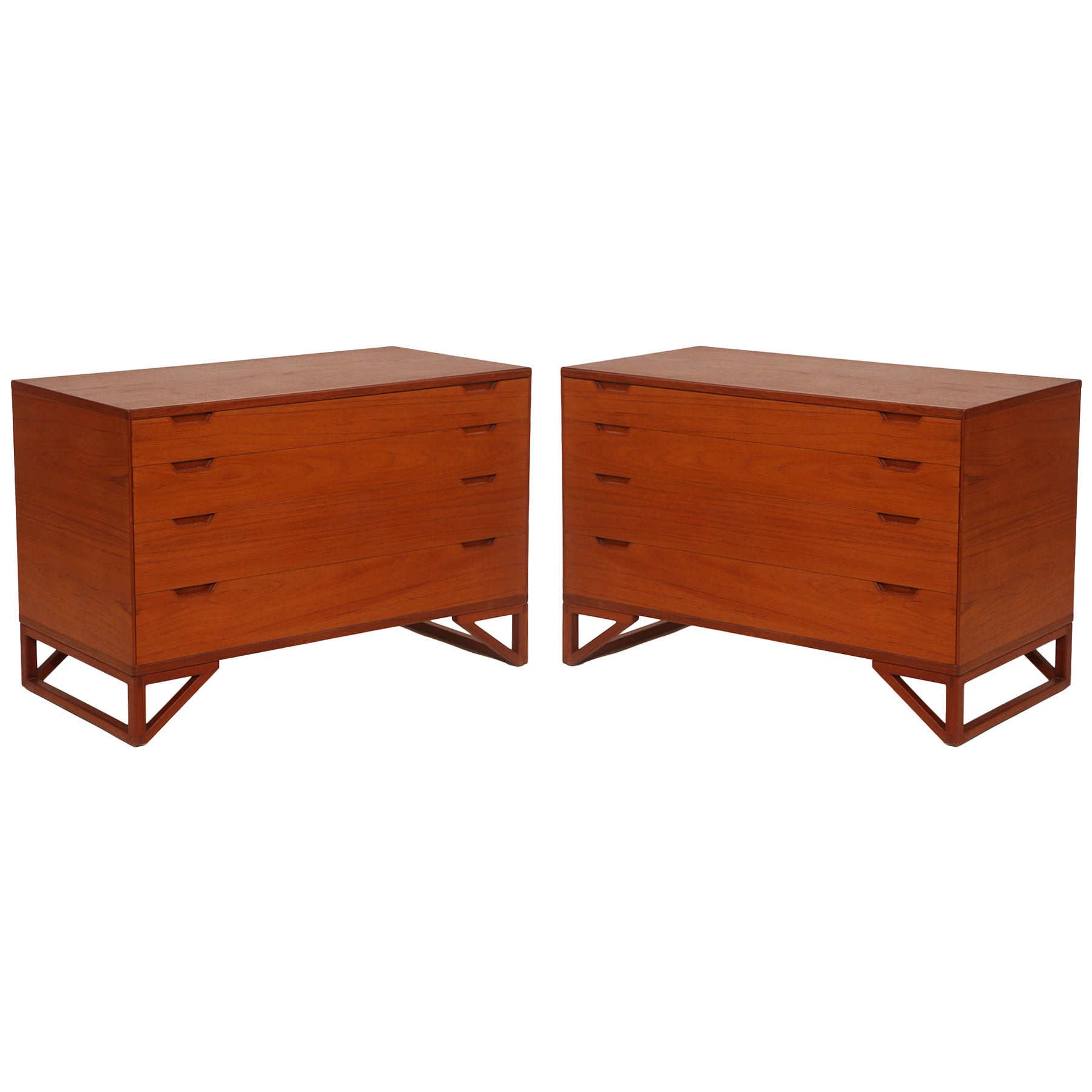 Pair of Four-Drawer Teak Chests by Illums Bolighus