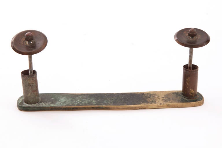 Mid-20th Century Pair of Pepe Mendoza Brass and Ceramic Door Handles