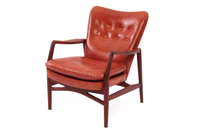 Pair of Niels Andersen Teak & Leather Lounge Chairs