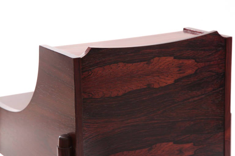 Sculptural Pair of Rosewood and Brass Nightstands 4