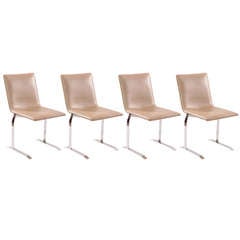 4 Saporiti Leather & Chrome Dining Chairs