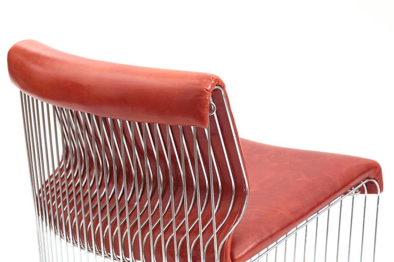 Mid-Century Modern Verner Panton for Fritz Hansen Red 1970s Pantonova Chairs