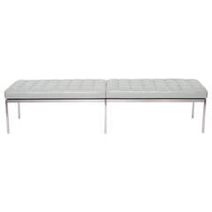 Florence Knoll Leather & Stainless 6.5' Bench