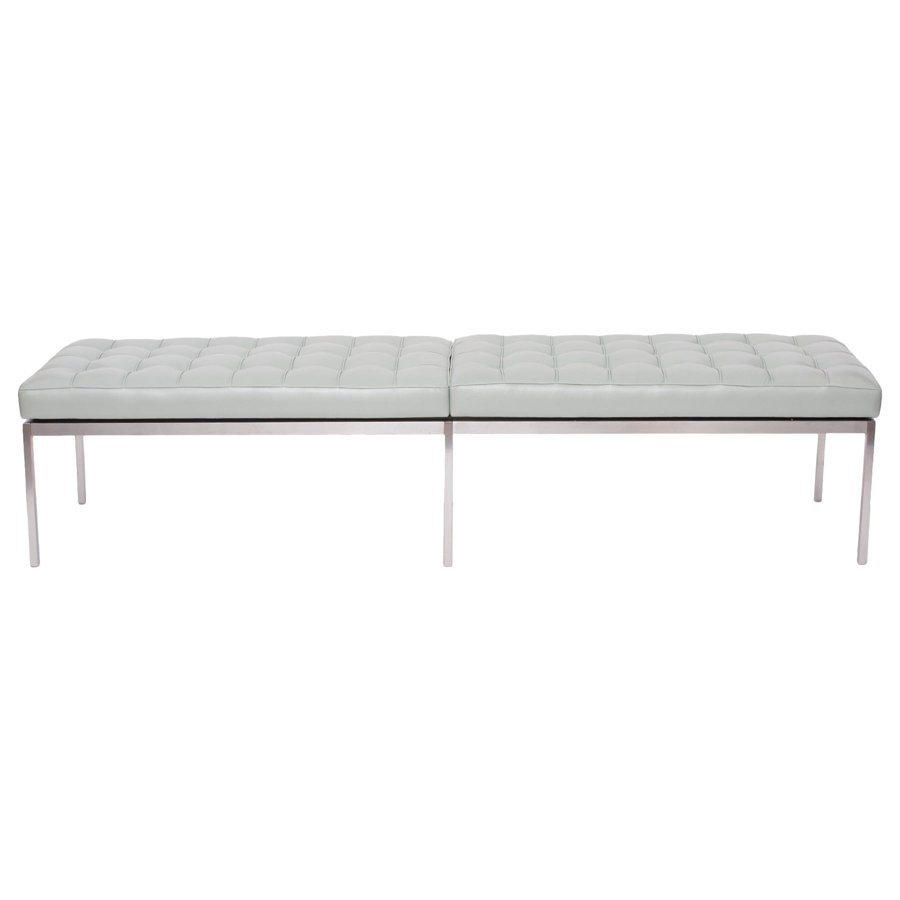 Florence Knoll Leather & Stainless 6.5' Bench