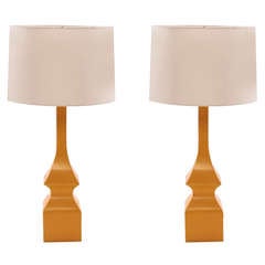 Large Scale Enameled Birch Table Lamps
