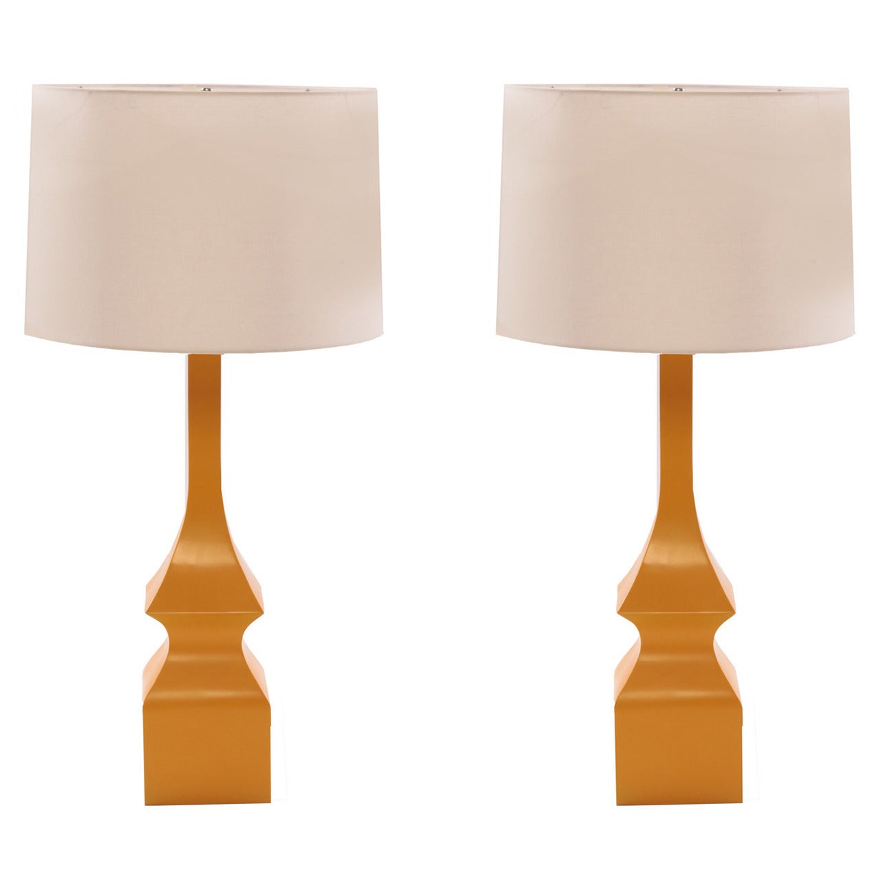 Large Scale Enameled Birch Table Lamps