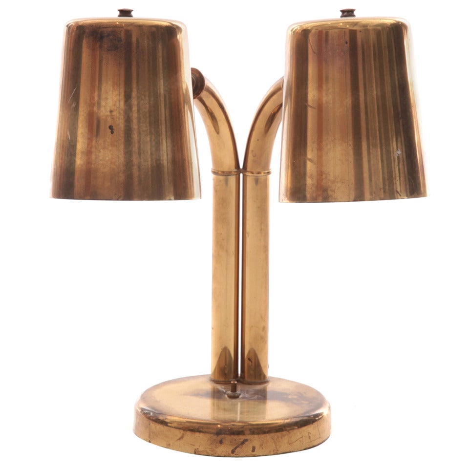 Patinated Brass Adjustable Table Lamp