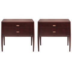 Sculptural Pair of Walnut and Copper Nightstands