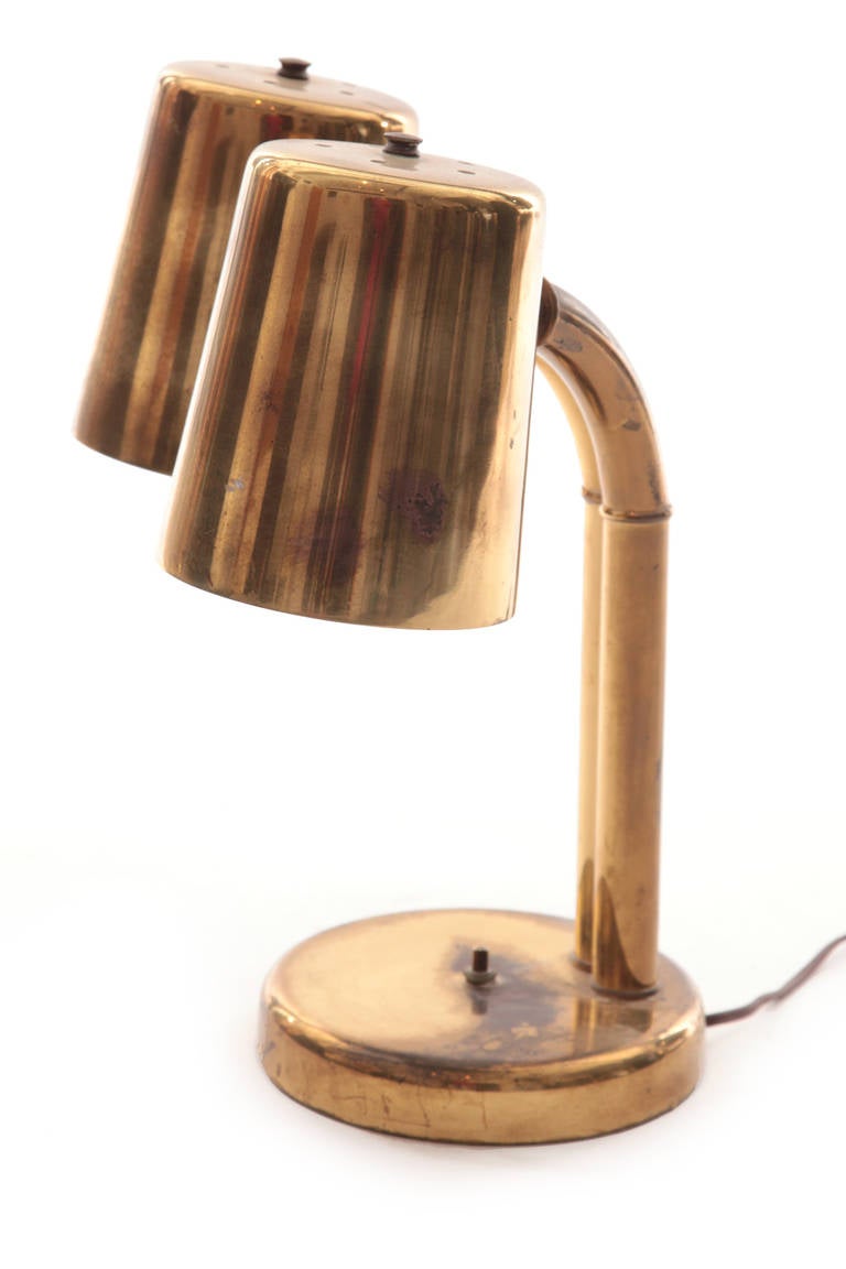 American Patinated Brass Adjustable Table Lamp