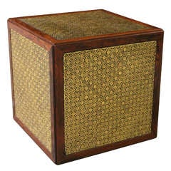 Rosewood and Embossed Leather Cube Table by Dunbar