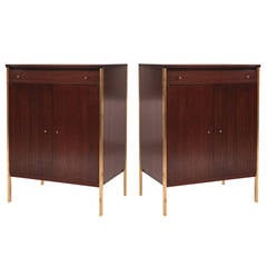 Pair of Paul McCobb Brass and Mahogany Chests