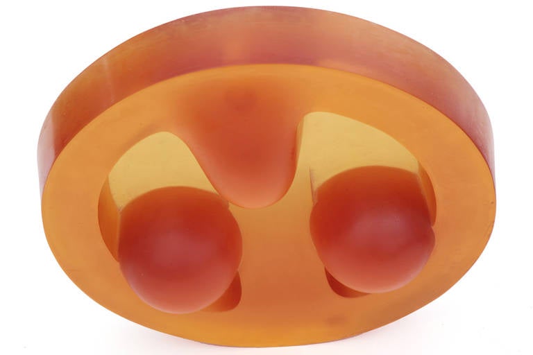 Japanese Orange & Red Resin Wall Sculptures by Takeshi Kawashima For Sale