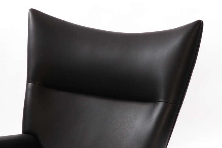 Hans Wegner for Carl Hansen Ch 445 Leather Lounge Chair In Excellent Condition In Phoenix, AZ