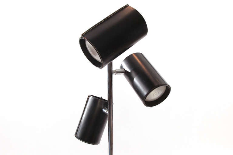 Mid-Century Modern Koch & Lowy Leather and Chrome Directional Floor Lamp