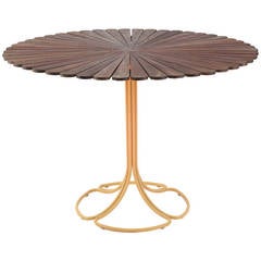 Incredible Teak Copper and Metal Petal Dining Table