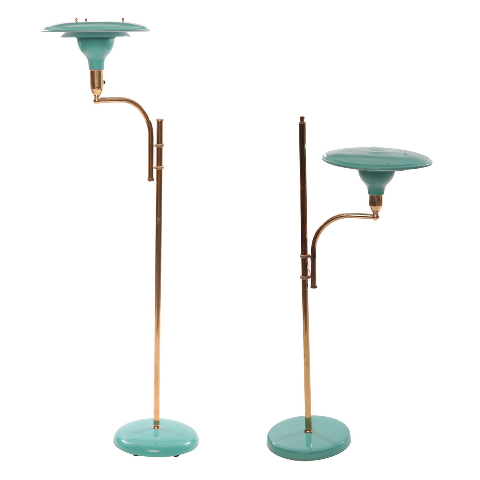 Gorgeous Pair of 1950s Tiffany Blue M.G. Wheeler "Sight Light" Floor Lamps