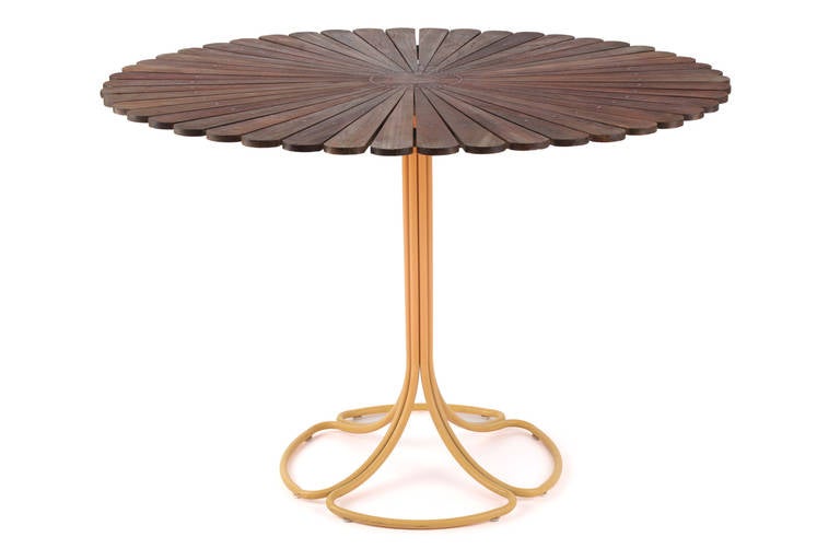Incredible Teak Copper and Metal Petal Dining Table