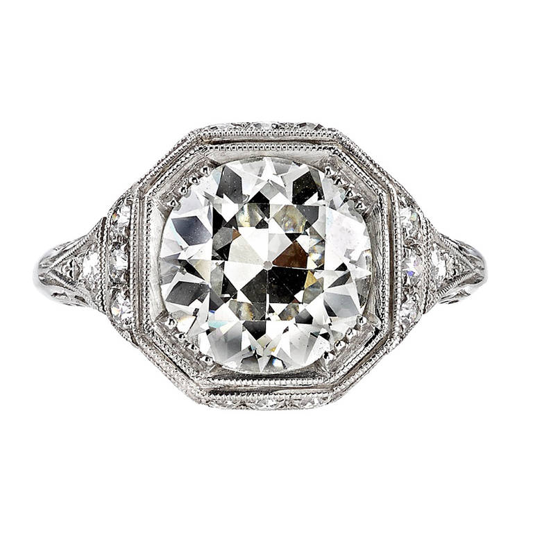 Incredible 3.03ct Old European Cut Diamond Engagement Ring