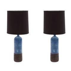 Pair of 1950s Raymor Italian Ceramic Table Lamps