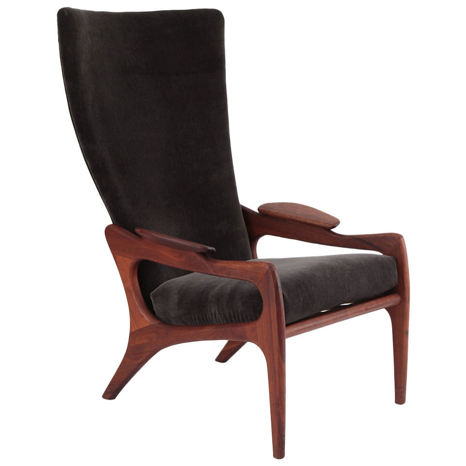 Adrian Pearsall High-Back Sculpted Walnut Lounge Chair