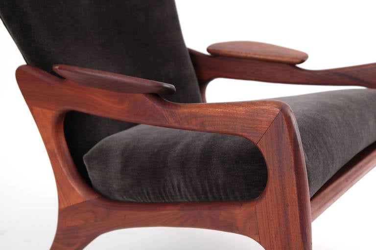 Mid-20th Century Adrian Pearsall High-Back Sculpted Walnut Lounge Chair