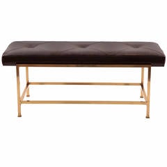 Rare Edward Wormley for Dunbar Brass and Leather Bench