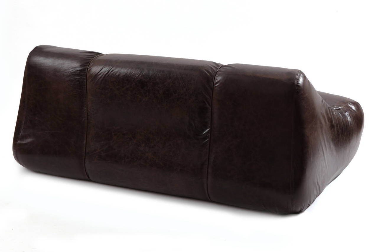 De Pas D'Urbino Lomazzi Patinated Leather Sofa 1