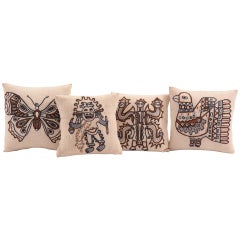 Four Embroidered Peruvian Pillows