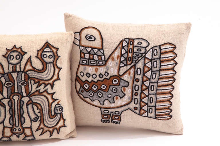 Four Embroidered Peruvian Pillows 2