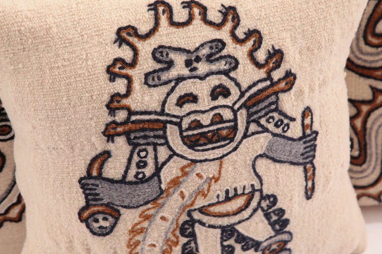Mid-20th Century Four Embroidered Peruvian Pillows