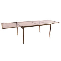 Satin Bronze & Glass Extension Dining Table by DIA