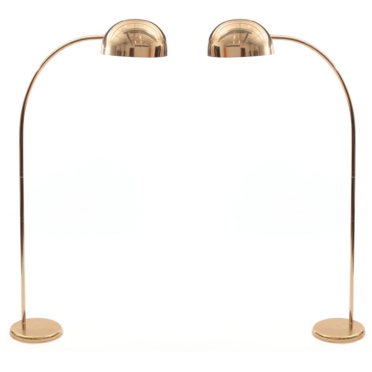 Pair of Brass Italian Arc Floor Lamps