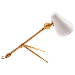 Sculptural Brass and Perforated Metal Italian Lamp