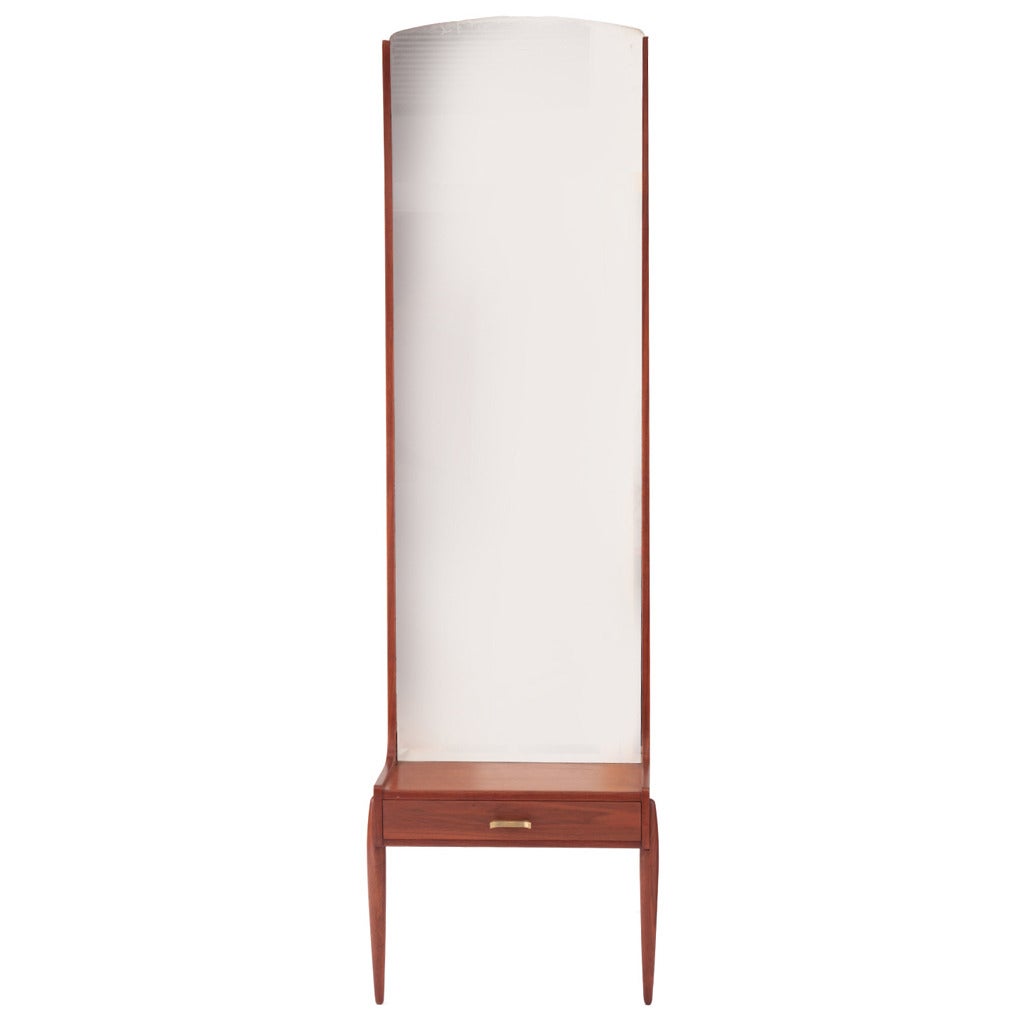 beautiful teak and oak wall mounted floor mirror at 1stdibs beautiful teak and oak wall mounted floor mirror at 1stdibs