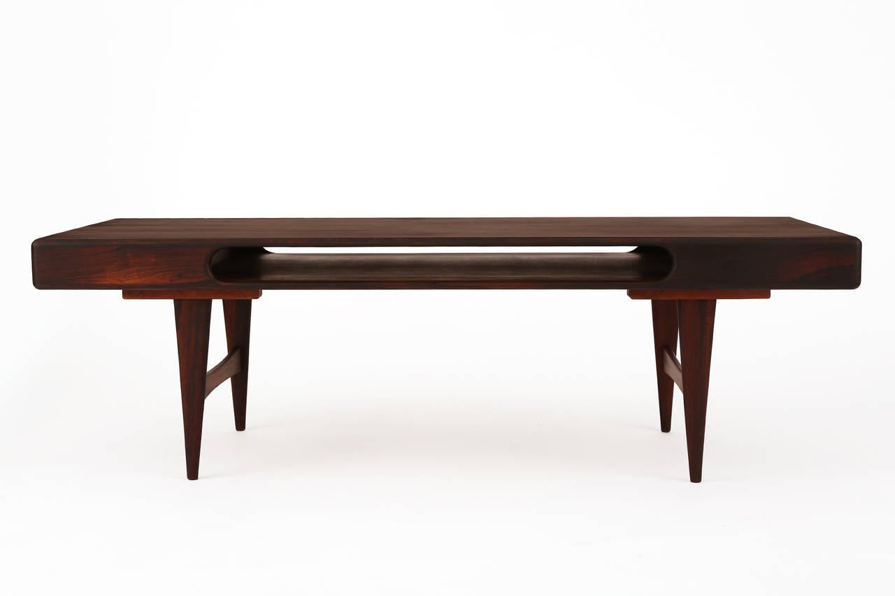 Mid-Century Modern Danish Rosewood Cocktail Table with Cutout Center