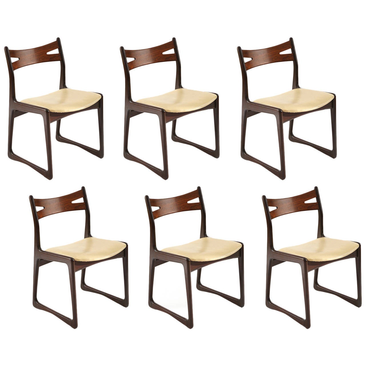 Sculpted Rosewood Danish Dining Chairs For Sale at 1stDibs