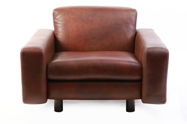 American Four Metropolitan Leather and Bronze Lounge Chairs