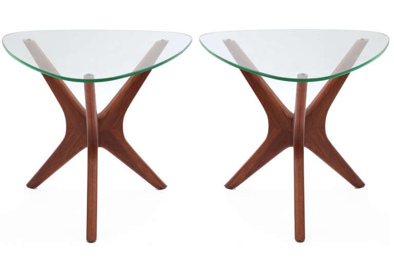American Sculptural Pair of Adrian Pearsall Walnut Side Tables