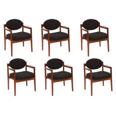 Six Sculpted Walnut Armchairs by Jens Risom 3
