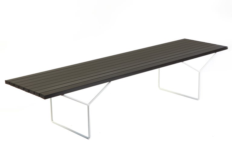 Ebonized Mahogany & Steel Bench after Harry Bertoia
