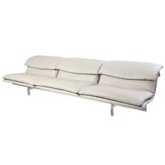 Phenomenal Saporiti Stainless Steel & Mercedes Leather Sofa