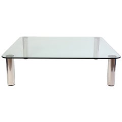 Massive Marco Zanuso Steel & Glass Cocktail Table