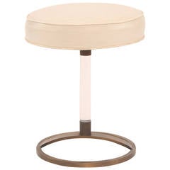 Charles Hollis Jones Lucite Bronze Swivel Stool