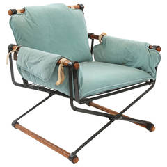 Used Cleo Baldon Iron and Oak Lounge Chair