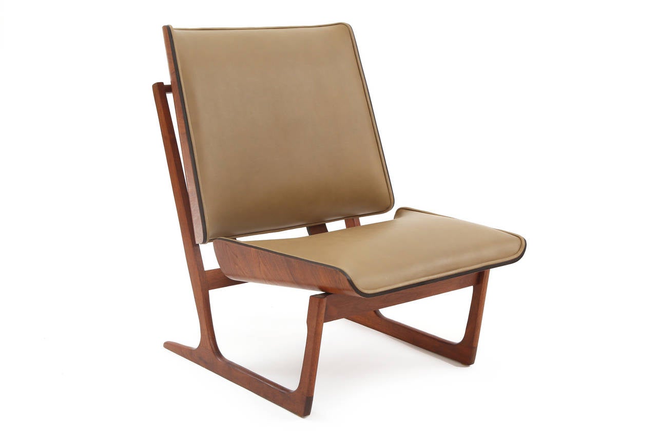 Stunning Bentwood and Leather Danish Sled Chair 1