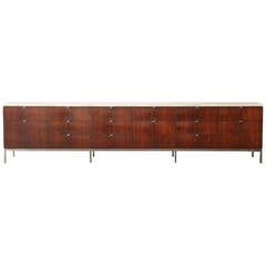 Custom Calacatta Marble and Rosewood Knoll Credenza