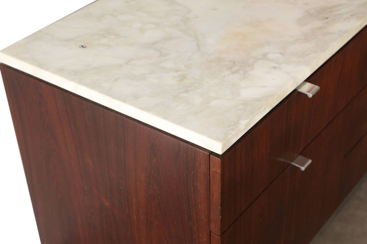 Mid-20th Century Custom Calacatta Marble and Rosewood Knoll Credenza