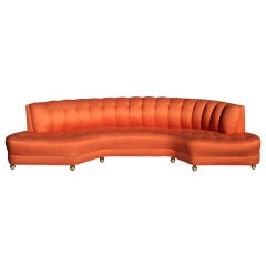 Custom 1950's Orange Sofa & Ottoman