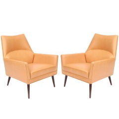 Paul Mccobb Leather Lounge Chairs